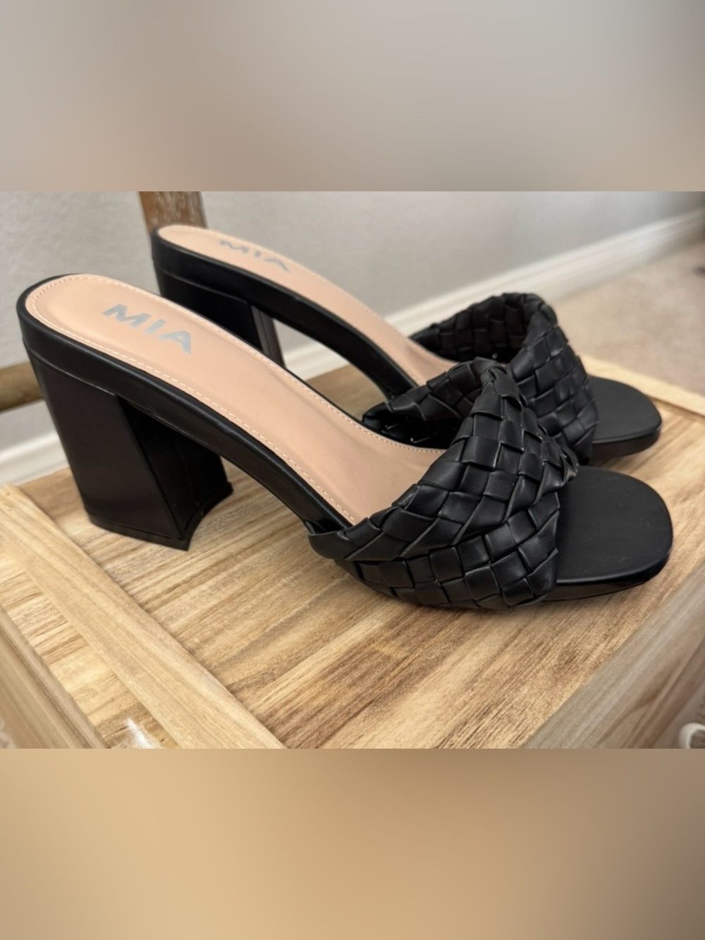 MIA woven strap slip on heels new size 8